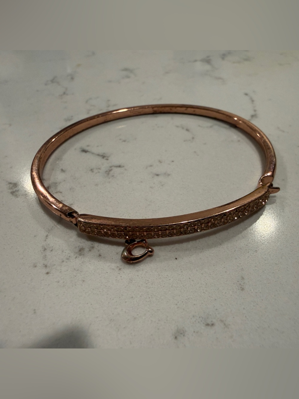 COACH Rose Gold Crystal Pavé Bangle Bracelet - Women Jewelry